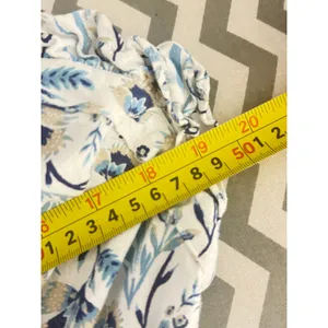 Universal Thread Blue Floral Ruffle Dress | Cotton Linen Blend | Size M thumbnail 6