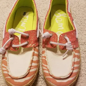 NWOT Sam Edelman zebra print pink slip on loafer RARE canvas boat shoes sz 7 thumbnail 1