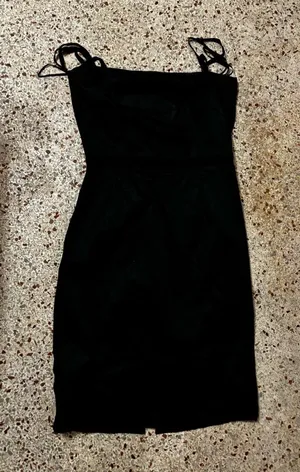 Dolce & Gabbana black satin cocktail dress size 46 thumbnail 1