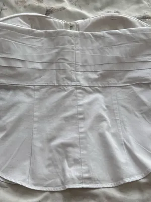 RTA Leia Strapless White cotton Tie-Front button up Bustier Top blouse, size S thumbnail 15