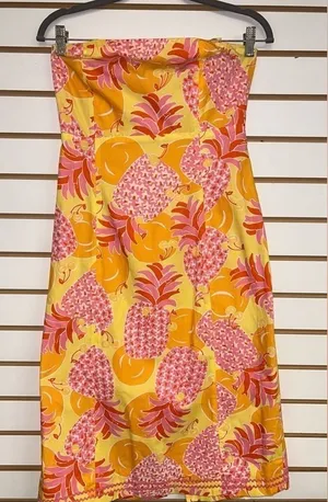 Lilly Pulitzer. Ladies Pina Colada Pineapple Cherry Print Strapless Dress size 6 thumbnail 1