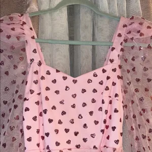 NWT Luxe Wave Size S Pink Heart Patterned Dress thumbnail 3