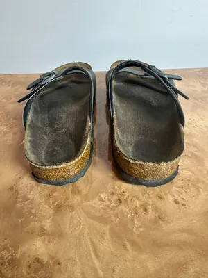 Birkenstock Arizona Brown Birko-Flor Two Strap Sandals Unisex Size 38 EU thumbnail 3