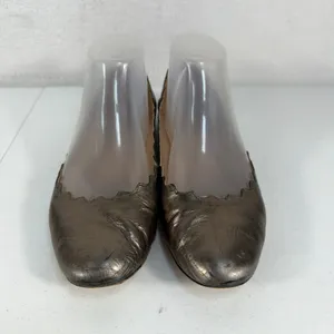 Chloe 38.5 US 8.5 Ballet Flats Lauren Scalloped Metallic Bronze Leather Shoes‎ thumbnail 6