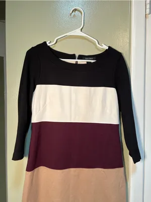 White House Black Market Women's‎ Size 6 Colorblock Shift Dress 3/4 Sleeve Ponte thumbnail 5