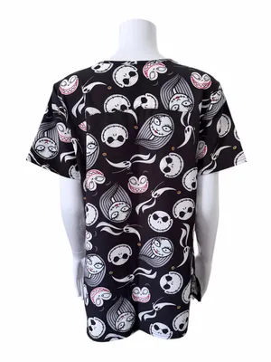 Nightmare Before Christmas Short Sleeve Scrub Top Size Medium Jack Skellington thumbnail 6