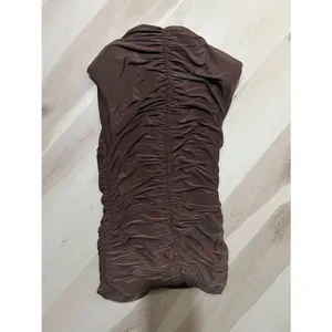 Naked Wardrobe NEW Women XS Espresso Brown Ruched Sleeveless Top Minimalist Chic thumbnail 5