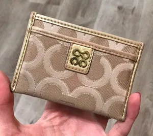 Coach Gold Logo Card Holder Wallet thumbnail 1