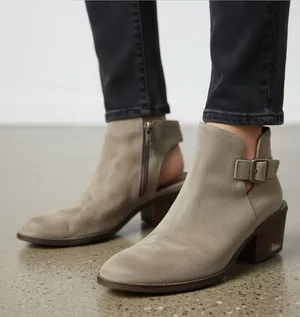 Börn Margret Taupe Suede Leather Open Back Heel Booties Buckle Ankle Boots 6.5 thumbnail 1
