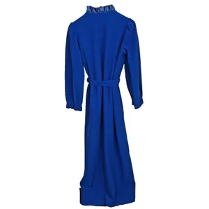 Vtg Sears At Home Wear Robe Womens Sz M Royal Blue‎ Ruffle Trim Long thumbnail 9