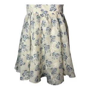 Cotton Candy LA Fit and Flare Dress Small Cream Blue Floral Strapless‎ Mini thumbnail 3