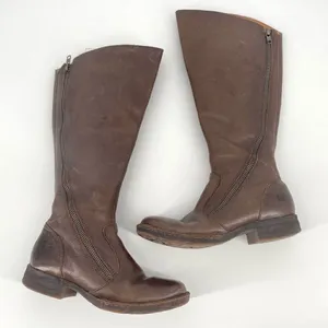 Born Women’s Dark Brown Leather Full Zip Riding Boots‎ Size 6 flannel lined thumbnail 1