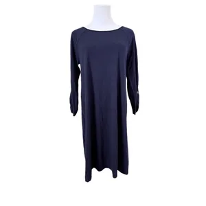 Lilly Pulitzer‎ 26198 Surfcrest Swing Dress MEDIUM Modal Cotton Tab Sleeves Navy thumbnail 3