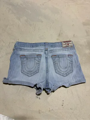 True religion boyfriend Light Blue Denim cutoff Shorts 30 thumbnail 10