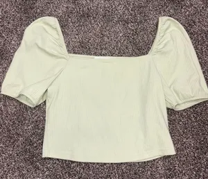 Double Zero green ribbed crop top in a M thumbnail 1