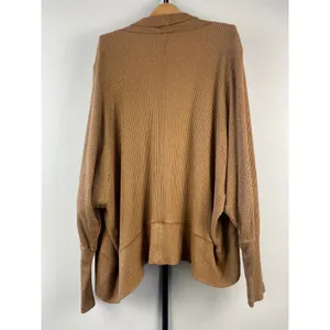 Maeve by Anthropologie Ribbed Open Front Cardigan Brown Dolman Sleeve Small thumbnail 6