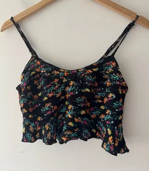 NWOT Free‎ People We The Free Adorable Floral Crop Sweetheart Peplum Cami Top thumbnail 1