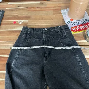 Vintage Black High Waisted Straight Tapered Jeans 100% cotton Made in USA thumbnail 8