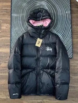 stussy black puffer jacket with pink lining #puffer #outerwear thumbnail 1