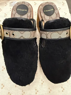 Coach Black Shearling Dylan Signature Buckle Platform Clogs Mules Size 7 NWOT‎ thumbnail 11