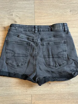 AMERICAN EAGLE Black Cross-Over Denim Shorts Size 6 Festival Boho Whimsigoth 6 thumbnail 8