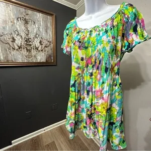 Allison Taylor Water Color Abstract Crinkle Top Size Medium Color Block‎ thumbnail 4