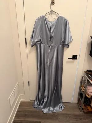Birdy Grey Jesse Dress in Shiny Satin Dusty Blue size XL thumbnail 4