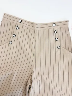 Hell Bunny 30s 40s Caspian Beige Stripe Swing Sailor Trousers Retro Pinup thumbnail 7