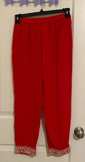 Women’s embroidered comfy‎ casual pants — medium Red thumbnail 1