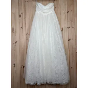 NWT Lulus Blissful Forever White Tulle Lace Strapless Pleated Maxi Dress Size M thumbnail 2
