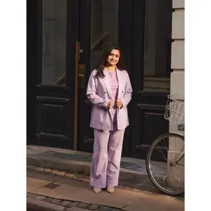 ✨Uniqlo Linen Blend Tucked Wide Purple Sz Large Pants✨ thumbnail 3
