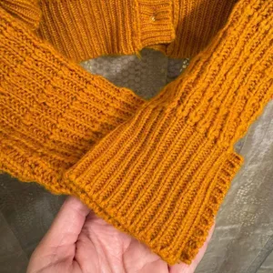 Love Change Knit Crochet Golden Orange Cardigan Sweater Medium thumbnail 6