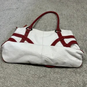 Maurizio Taiuti Leather Large Shoulder Bag Purse Tote Red White thumbnail 7