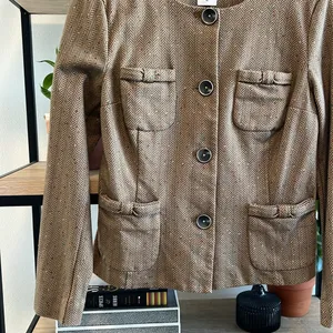 CAbi #3170 Penny Brown Tweed Herringbone Blazer Jacket, Medium thumbnail 3