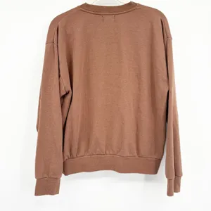 Tribe‎ Kelley Womens Butter Crew Cocoa Brown Relaxed Boho Fleece Sweatshirt M thumbnail 6