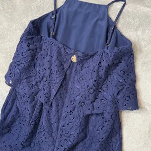 Lilly Pulitzer Celyn Romper Womens 8 Navy Blue Floral Lace Shorts Jumpsuit thumbnail 8