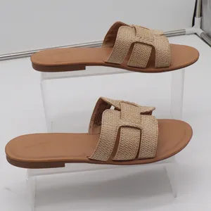 Universal Thread Sandals Womens 9.5 Slide Tan Woven H-Band Flat Casual Excellent thumbnail 2