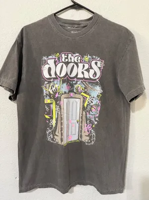 Flying Hause Threads The Doors Graphic Women Tee M Charcoal Gray Mineral Wash thumbnail 1