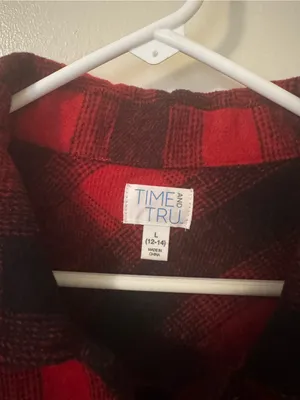 Time and Tru Red Black Buffalo Plaid Shacket Shirt Jacket Women's NWT Size L thumbnail 5