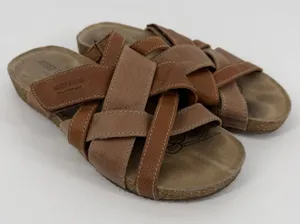 Josef‎ Seibel Leather Comfort Sandals Womens EU 39 US 8 Brown Slip On thumbnail 1