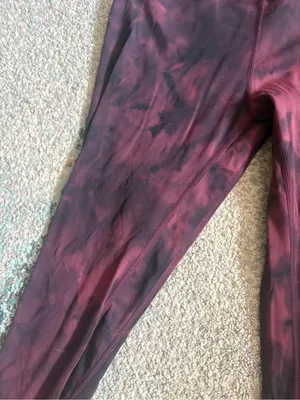 Women's High-Waist Maroon Tie-Dye Leggings thumbnail 3