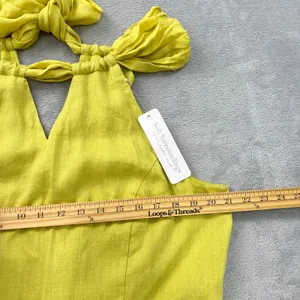 Soft Surroundings‎ Soliloquy Linen Silk Halter Maxi Dress Linden Green Large NWT thumbnail 7