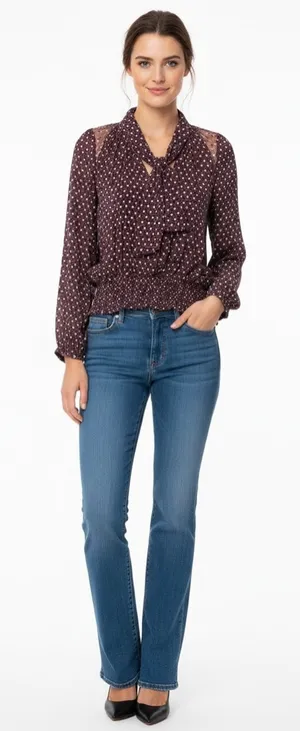 Free People black combo self Tie Blouse thumbnail 1