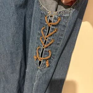 Erika & Co Denim vintage‎ lace up patch pocket Dress Size XL thumbnail 3