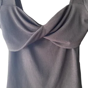 Runaway New 90s inspired black ribbed twist front Crop Top Minimalist basic thumbnail 10