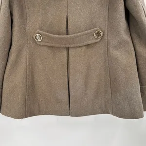Guess Wool‎ Blend Coat Women M Brown Double Breasted Hooded Vintage Academia thumbnail 14