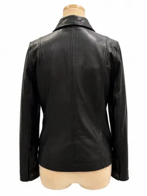 Baccini Black Faux Leather Zip Front Jacket Small Realistic Leather Look thumbnail 3
