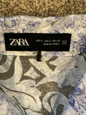 ZARA Blue White Floral Devoré Sheer Long Sleeve Button Up Shirt Size S thumbnail 7