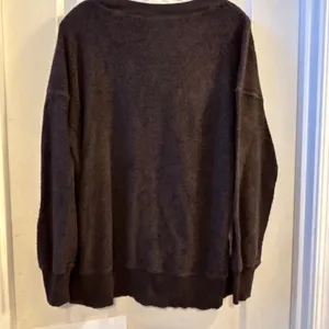 Aerie Oversized Sherpa Fleece Pullover Sweatshirt Women's Small‎ Brown thumbnail 2