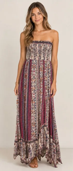 Strapless boho dress Multiple thumbnail 1
